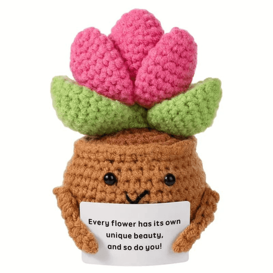 Handmade Crochet Cactus with Pink Flowers