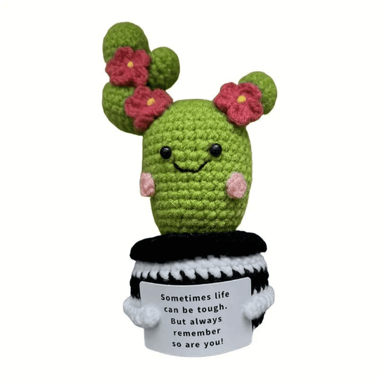 Crochet Cactus Doll with Positive Energy Card