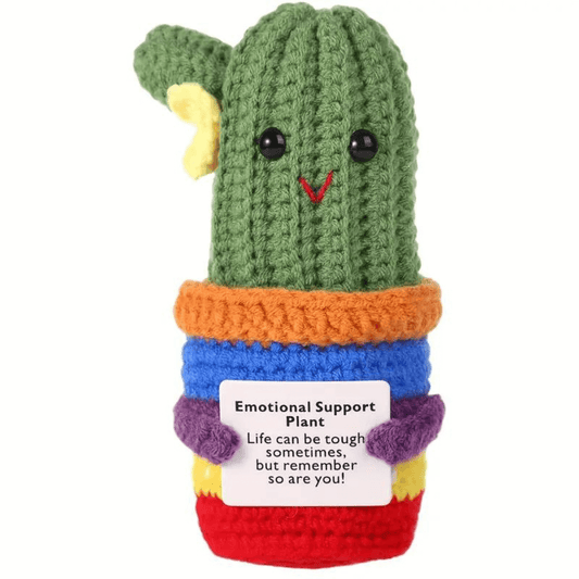 Handmade Crochet Cactus with Encouragement Card 