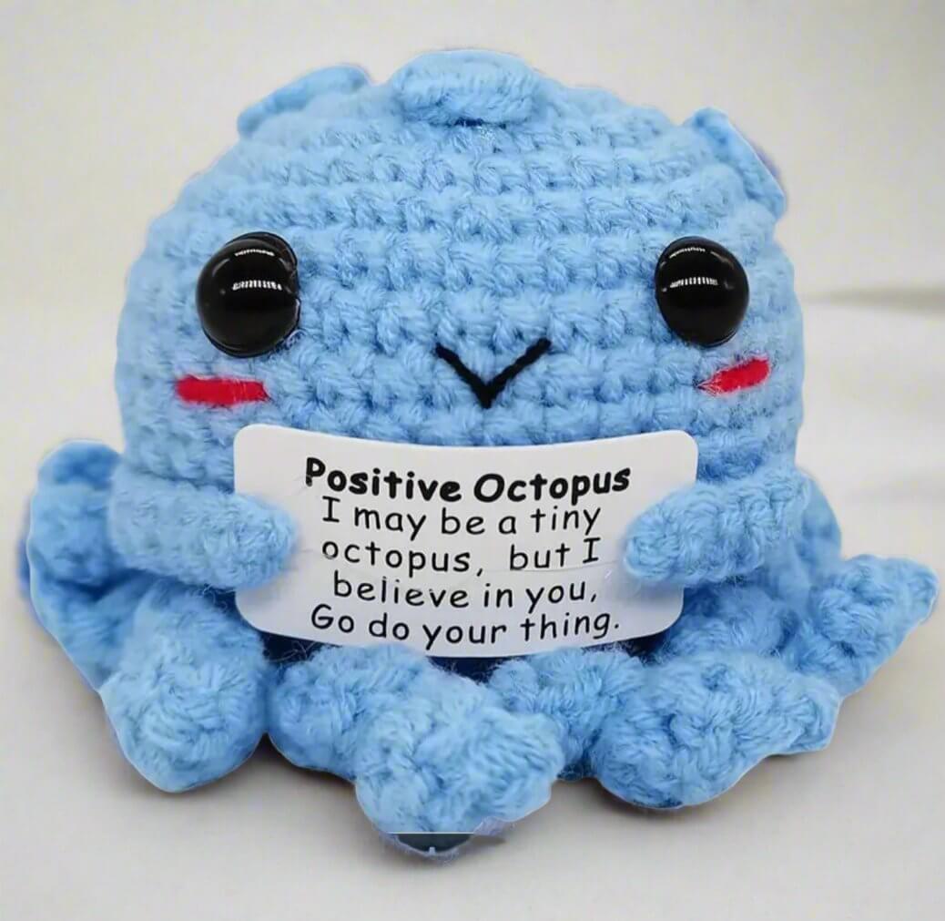 Handmade Blue Amigurumi Crochet Positive Octopus - Chopolino