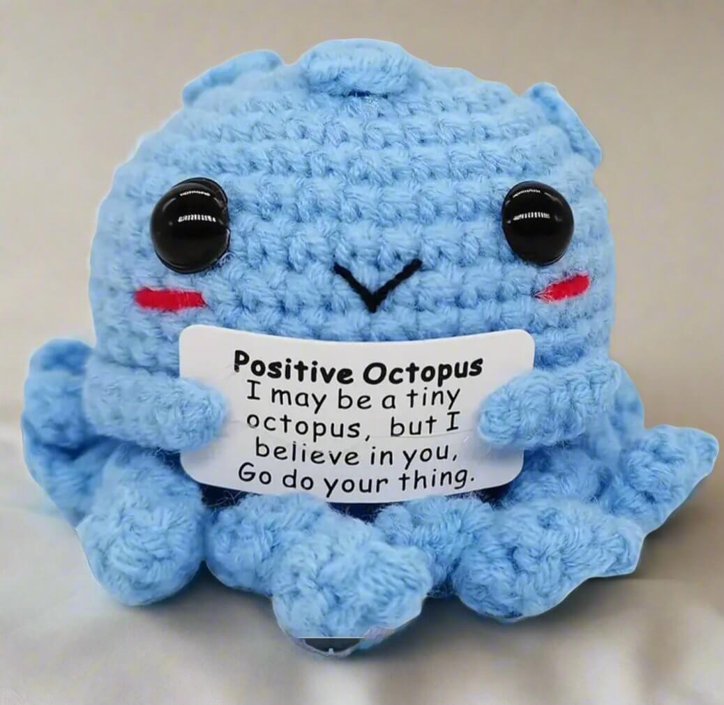 Handmade Blue Amigurumi Crochet Positive Octopus - Chopolino