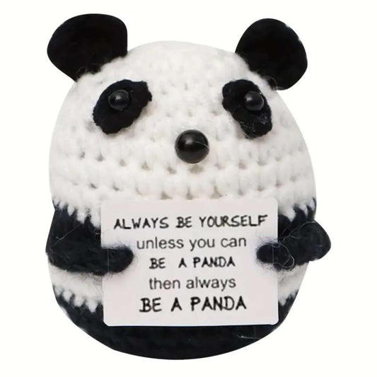 Handmade Emotional Support Crochet Panda Amigurumi Ornament with Inspirational Message Sign - Chopolino