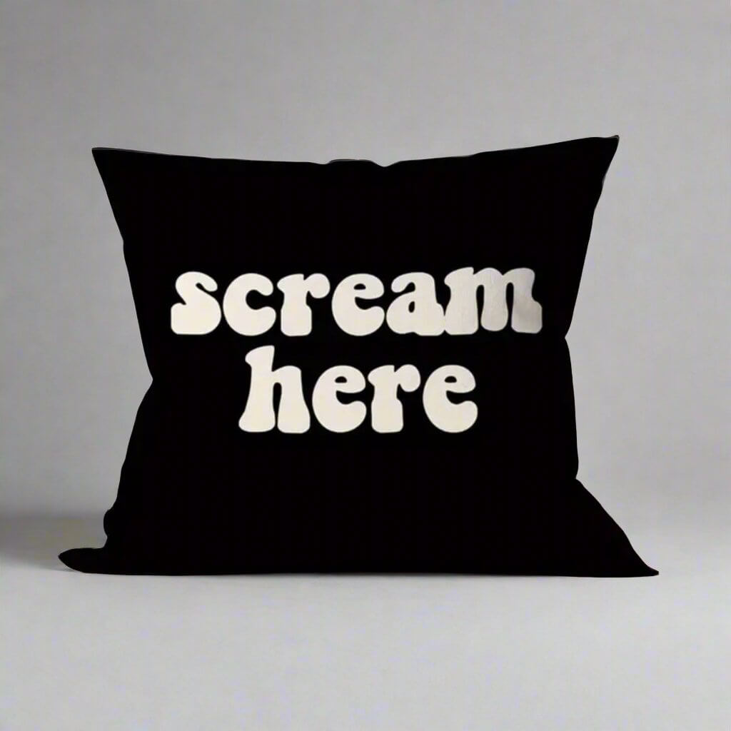 “Scream Here” Stress - Relief Pillow Cover - Perfect for White Elephant Gifts & Fun - Chopolino