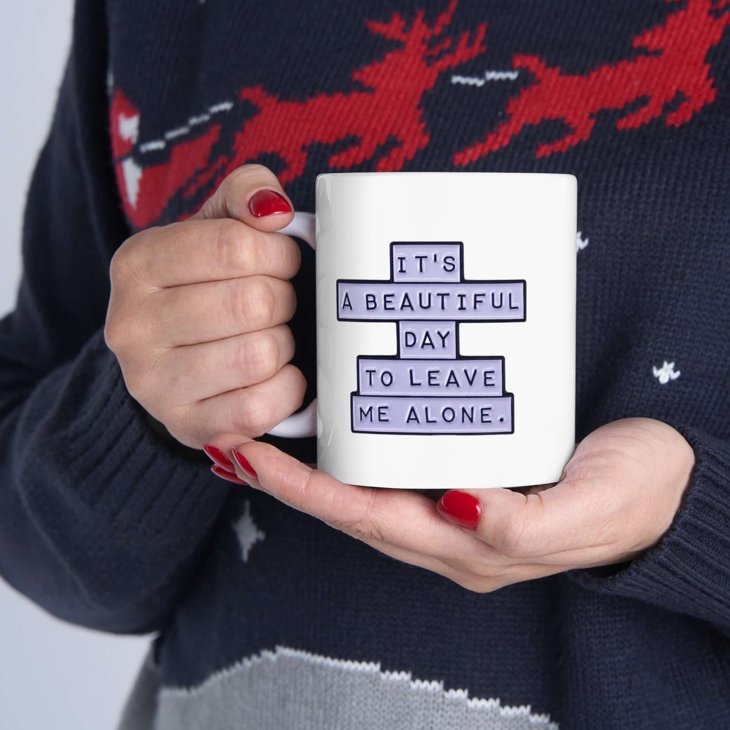 "Sip Your Way to Sarcasm: ‘It’s a Beautiful Day to Leave Me Alone’ Coffee Mug - Chopolino